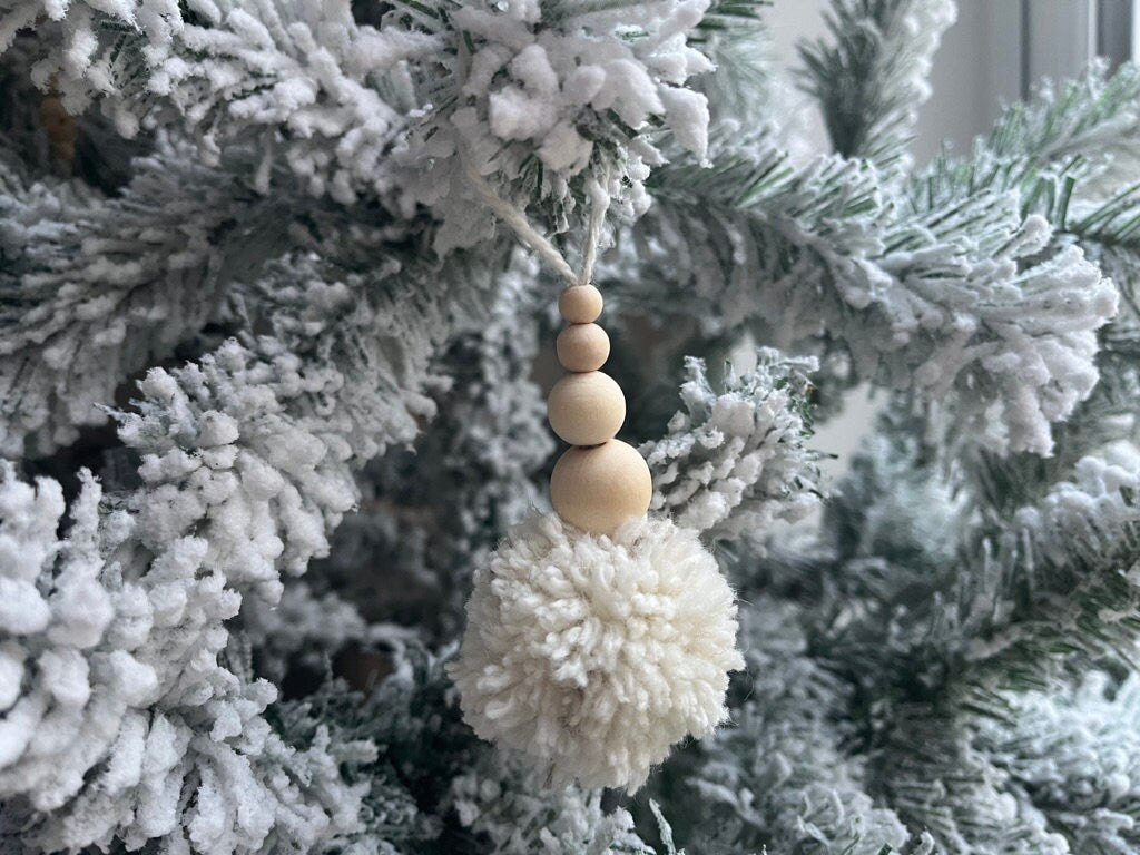 6 Piece Set Wooden Bead Christmas Tree Decorations | Scandi tree decoration | Minimal Christmas | Natural handmade bauble | Natural Wood