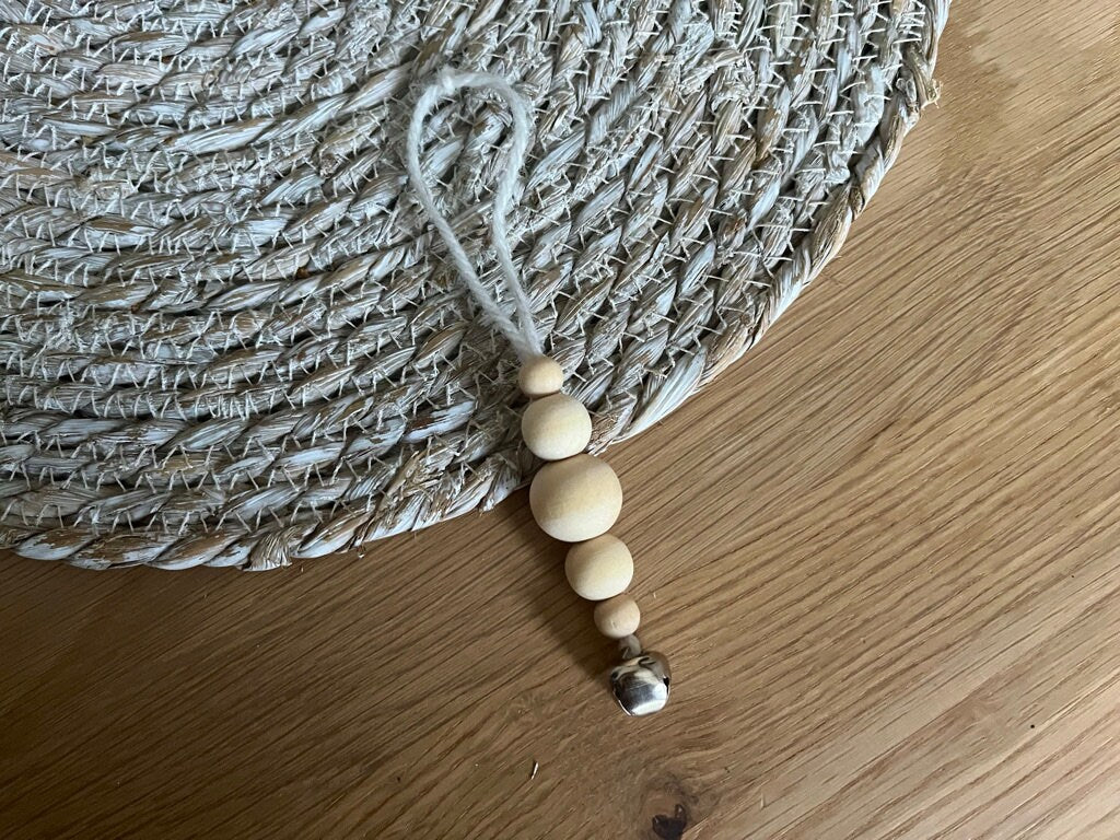 Set of 3 Wooden Bead Bell Bauble | Scandi tree decoration | minimal Christmas | bead tree decor | snowflake bead tree decoration