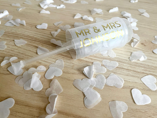 Personalised wedding confetti push up | confetti popper