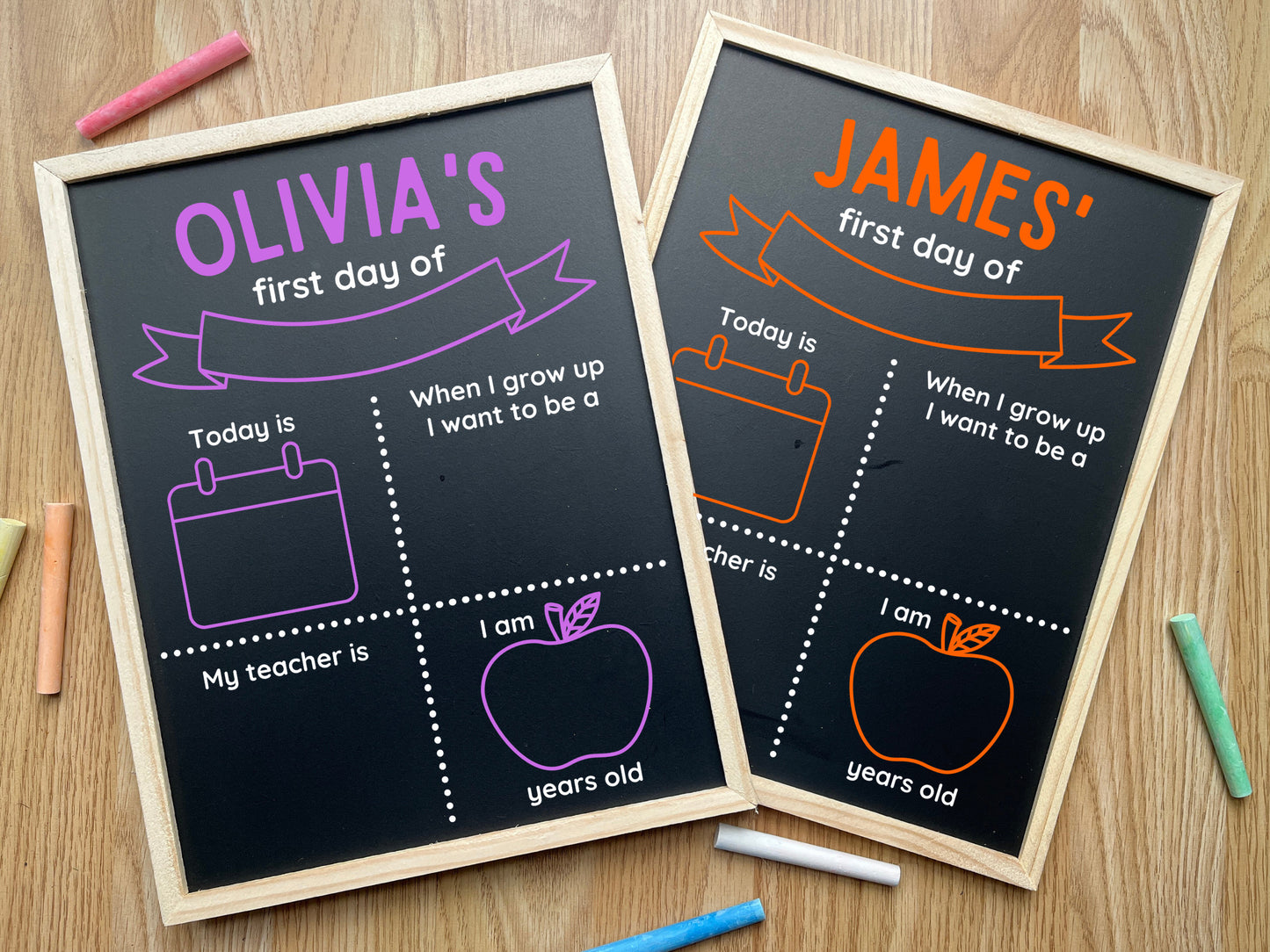 First Day of School Chalkboard Sign/Personalised First Day/Last Day of School/Nursery/Reception/ Reflection Free