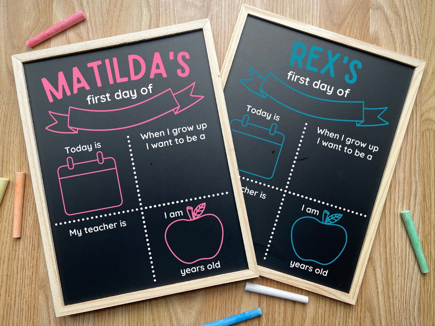 First Day of School Chalkboard Sign/Personalised First Day/Last Day of School/Nursery/Reception/ Reflection Free