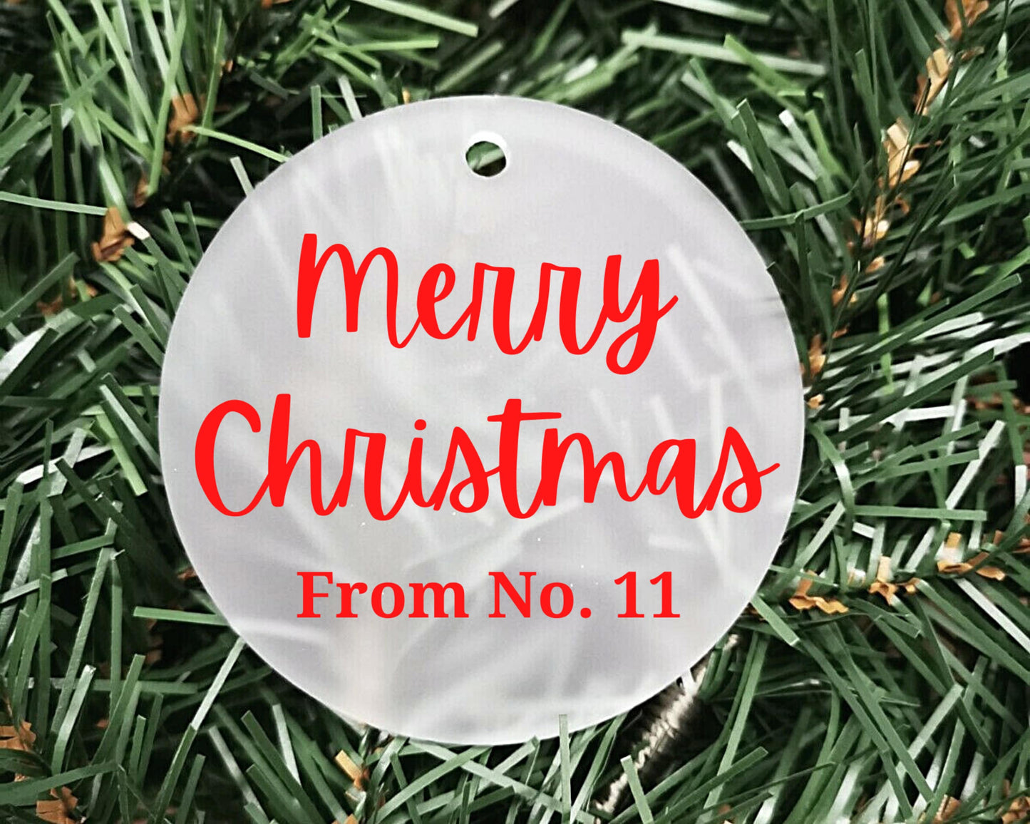 Merry Christmas from neighbour | Personalised Acrylic Bauble | Frosted Acrylic Hanging Decoration | Neighbour gift | Handmade Tree Decor