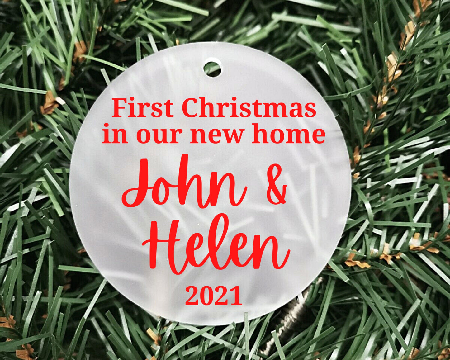 First Christmas in our new home 2022 | Personalised Acrylic Bauble | Frosted Acrylic Hanging Decoration | New home gift | Move house
