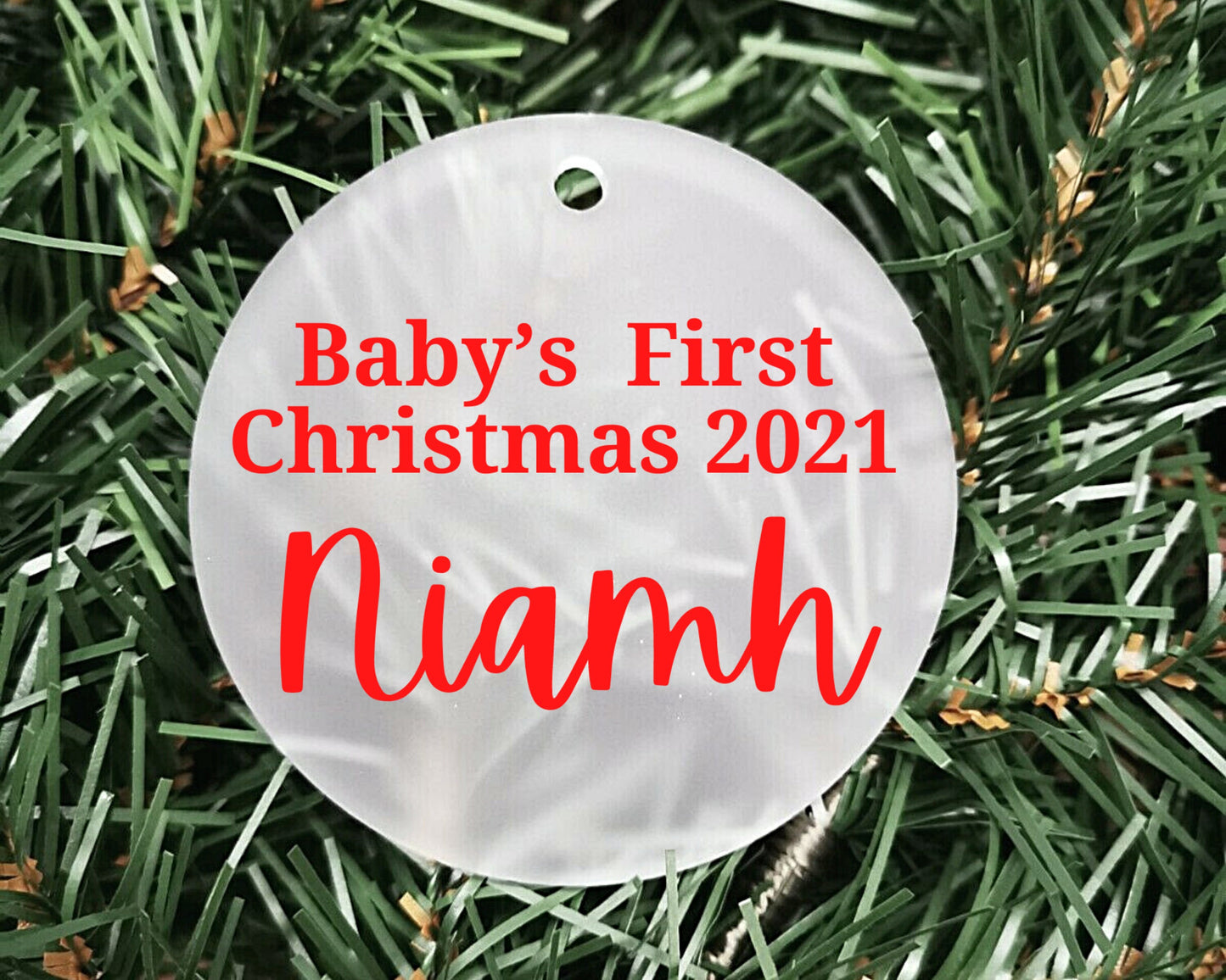 Baby's first Christmas 2022 | Personalised Acrylic Bauble | Frosted Acrylic Hanging Decoration | Couple | Baby Gift | New Baby | Handmade
