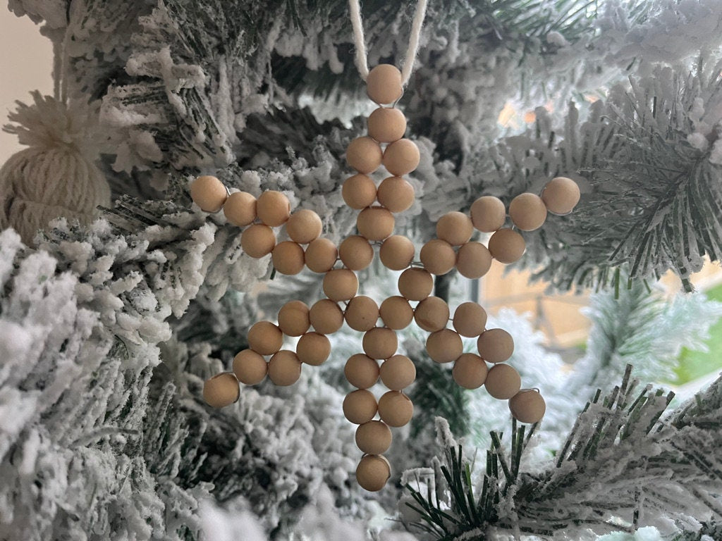 6 Piece Set Wooden Bead Christmas Tree Decorations