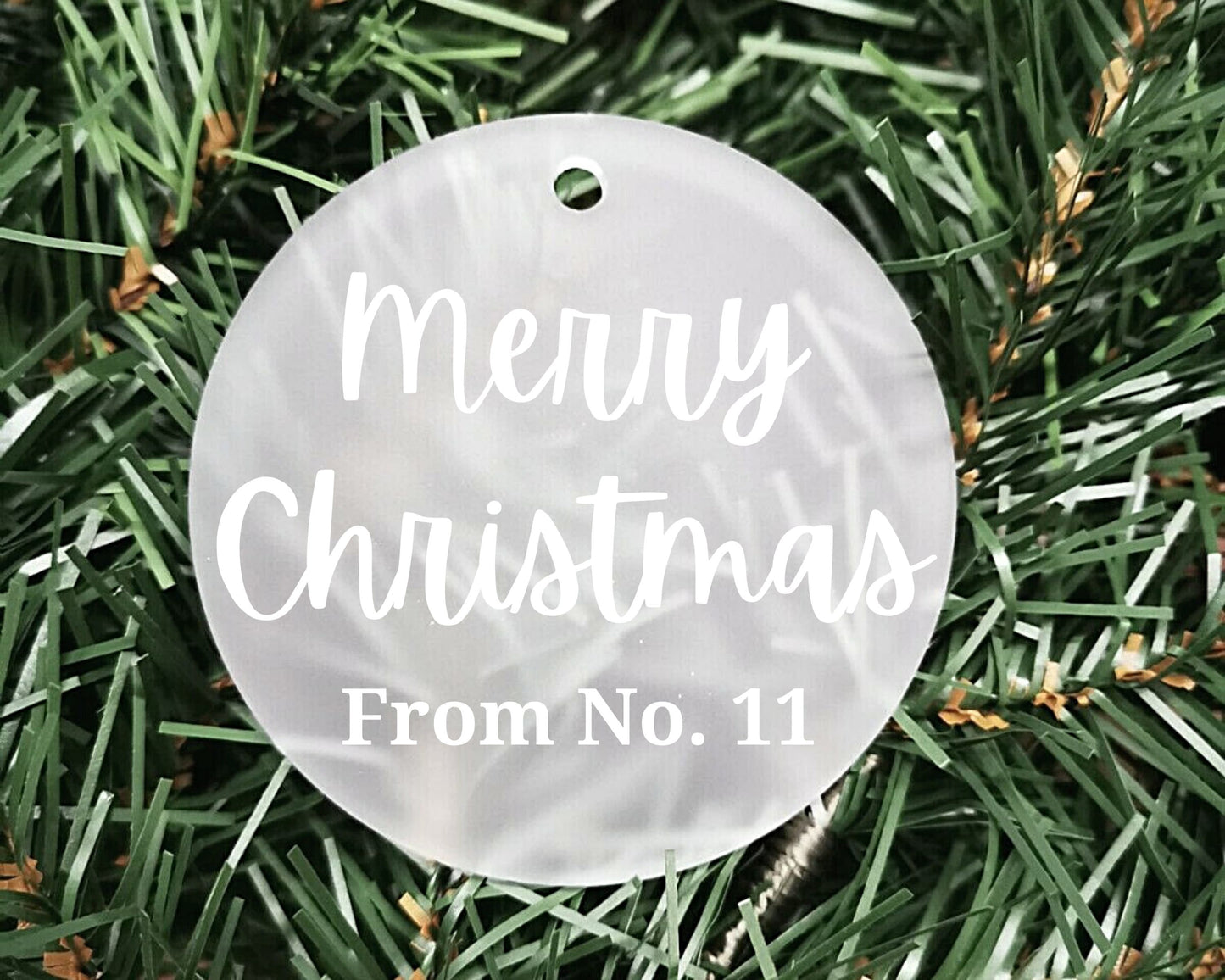 Merry Christmas from neighbour | Personalised Acrylic Bauble | Frosted Acrylic Hanging Decoration | Neighbour gift | Handmade Tree Decor
