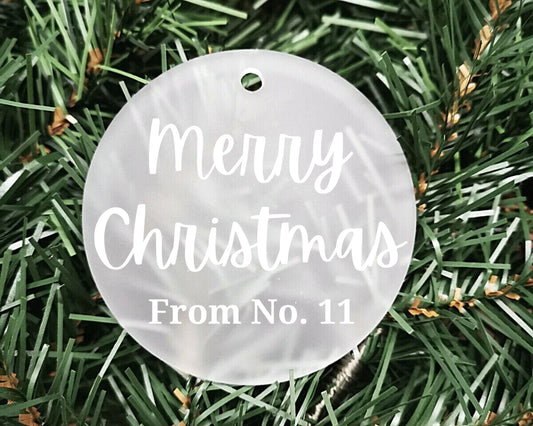 Merry Christmas from neighbour | Personalised Acrylic Bauble | Frosted Acrylic Hanging Decoration | Neighbour gift | Handmade Tree Decor