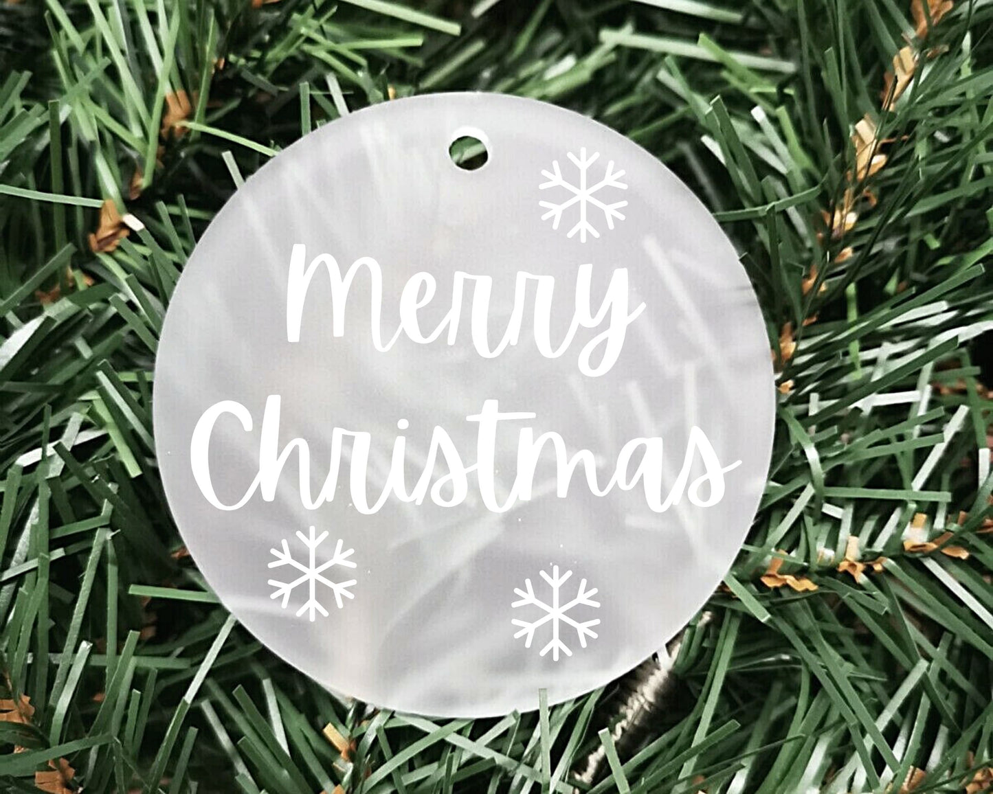 Merry Christmas | Acrylic Bauble | Frosted Acrylic Hanging Decoration | Customisable handmade christmas bauble