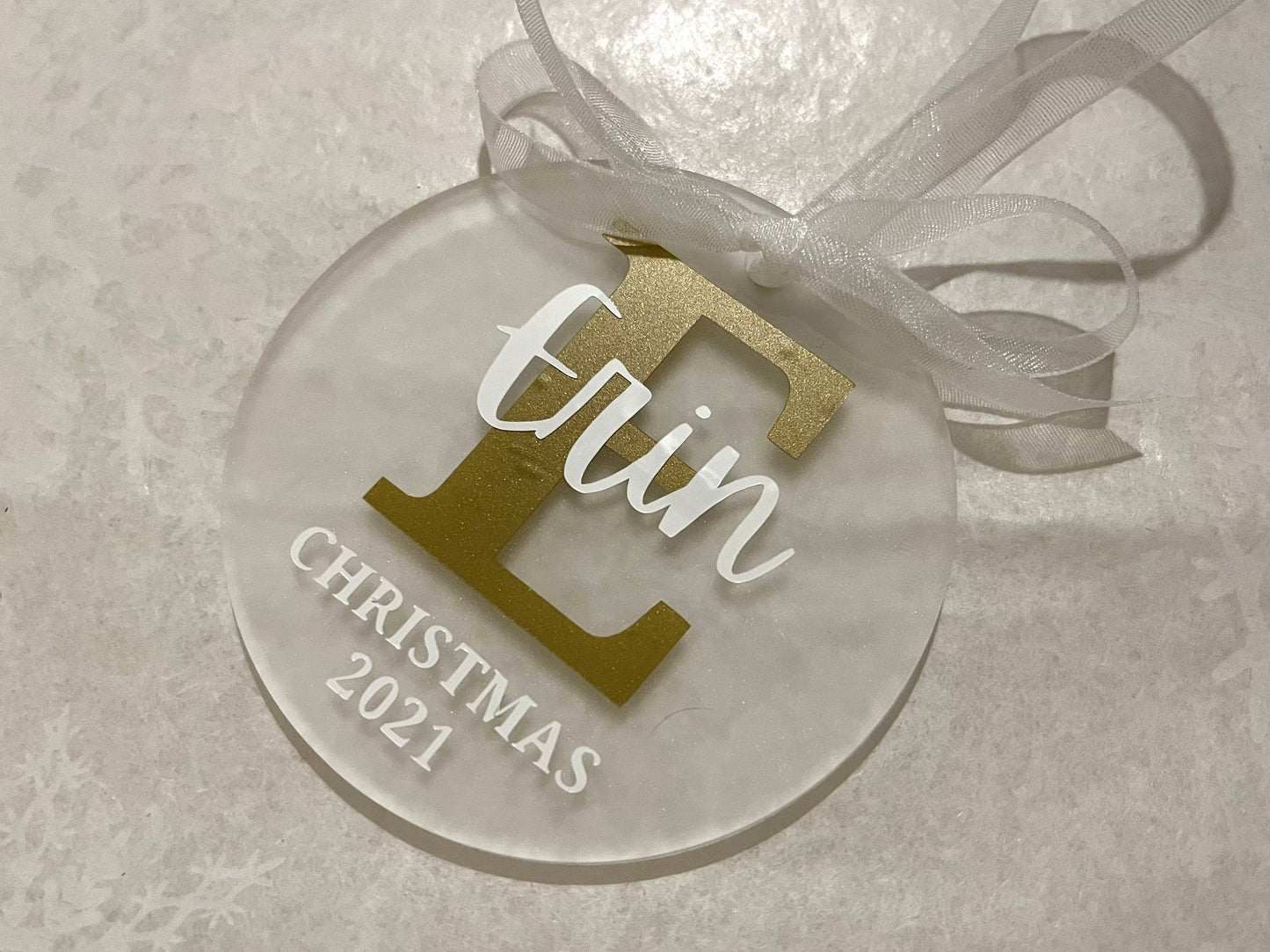Personalised hanging decoration | Personalised Acrylic Bauble | Frosted Acrylic Hanging Decoration | initial and name | custom tree decor