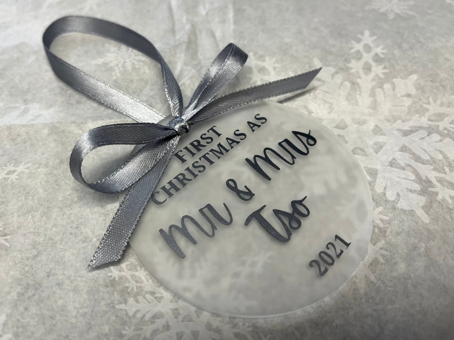 Our First Christmas as Mr and Mrs/Mr and Mr/Mrs and Mrs 2022 | Personalised Acrylic Bauble | Frosted Acrylic Hanging Decoration | married