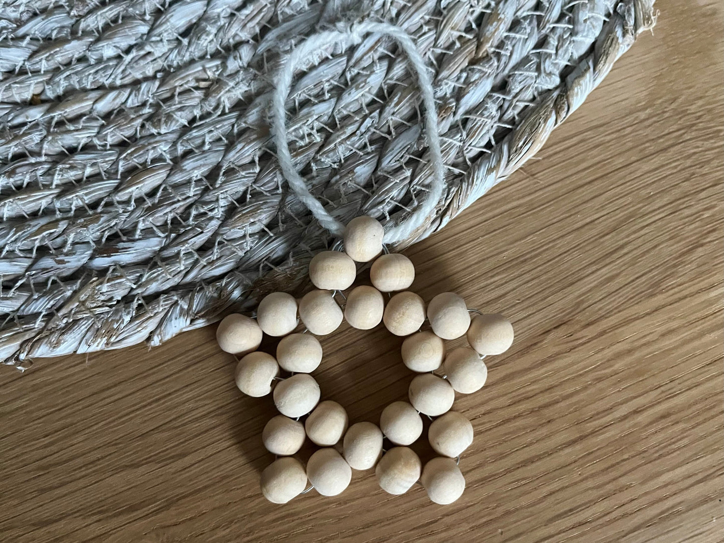 Set of 3 Wooden Bead Star Bauble | Scandi tree decoration | minimal Christmas | bead tree decor | snowflake bead tree decoration