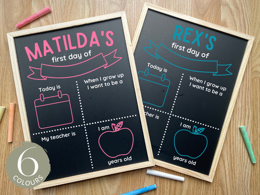 First Day of School Chalkboard Sign/Personalised First Day/Last Day of School/Nursery/Reception/ Reflection Free