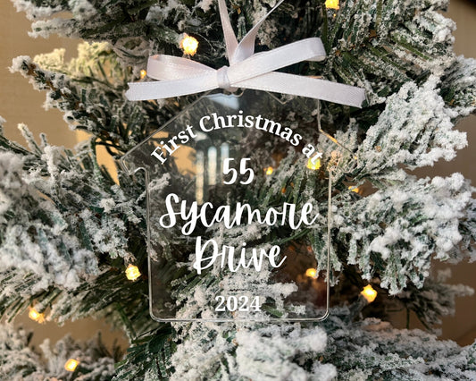 First Christmas new home tree decoration | Personalised Acrylic Bauble | new house decoration | New home gift | Move house milestone bauble