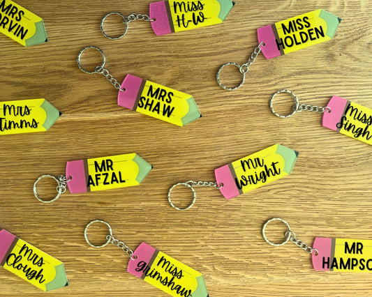 Teacher Keyring | Thank you teacher | personalised pencil keyring | teacher appreciation gift | thank you teacher gift | teacher gift