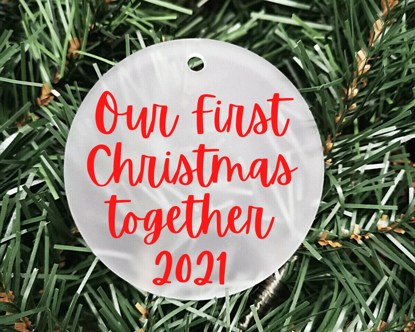 Our First Christmas Together 2023 | Acrylic Bauble | Frosted Acrylic Hanging Decoration | Couple's First Christmas |Handmade Tree Decoration