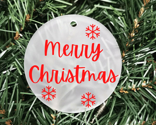 Merry Christmas | Acrylic Bauble | Frosted Acrylic Hanging Decoration | Customisable handmade christmas bauble