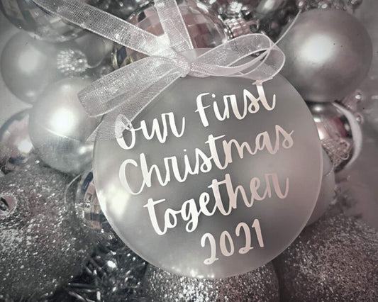 Our First Christmas Together 2023 | Acrylic Bauble | Frosted Acrylic Hanging Decoration | Couple's First Christmas |Handmade Tree Decoration