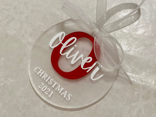 Personalised hanging decoration | Personalised Acrylic Bauble | Frosted Acrylic Hanging Decoration | initial and name | custom tree decor