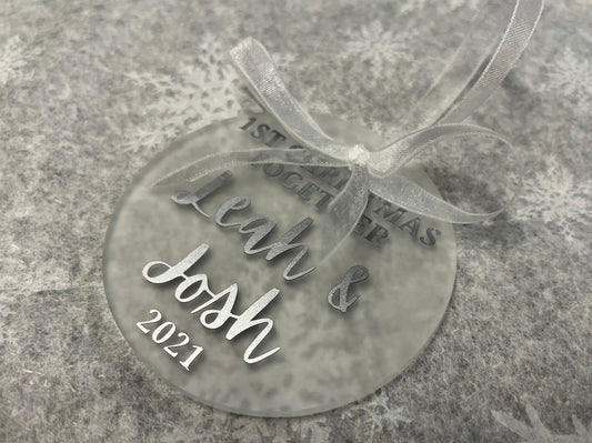 Our First Christmas Together 2021 | Personalised Acrylic Bauble | Frosted Acrylic Hanging Decoration | Couple's First Christmas |Handmade