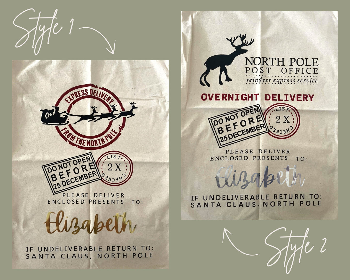 Personalised Christmas Sack | Santa Sack | Personalised Christmas Toy Sack - Name | Christmas Gift Bag | North Pole Post Office