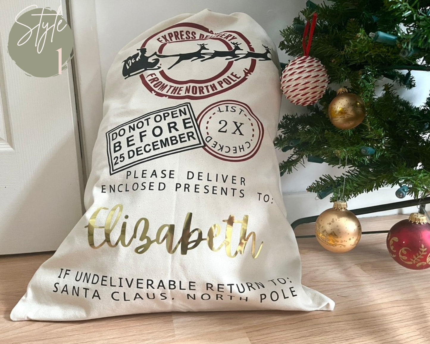 Personalised Christmas Sack | Santa Sack | Personalised Christmas Toy Sack - Name | Christmas Gift Bag | North Pole Post Office
