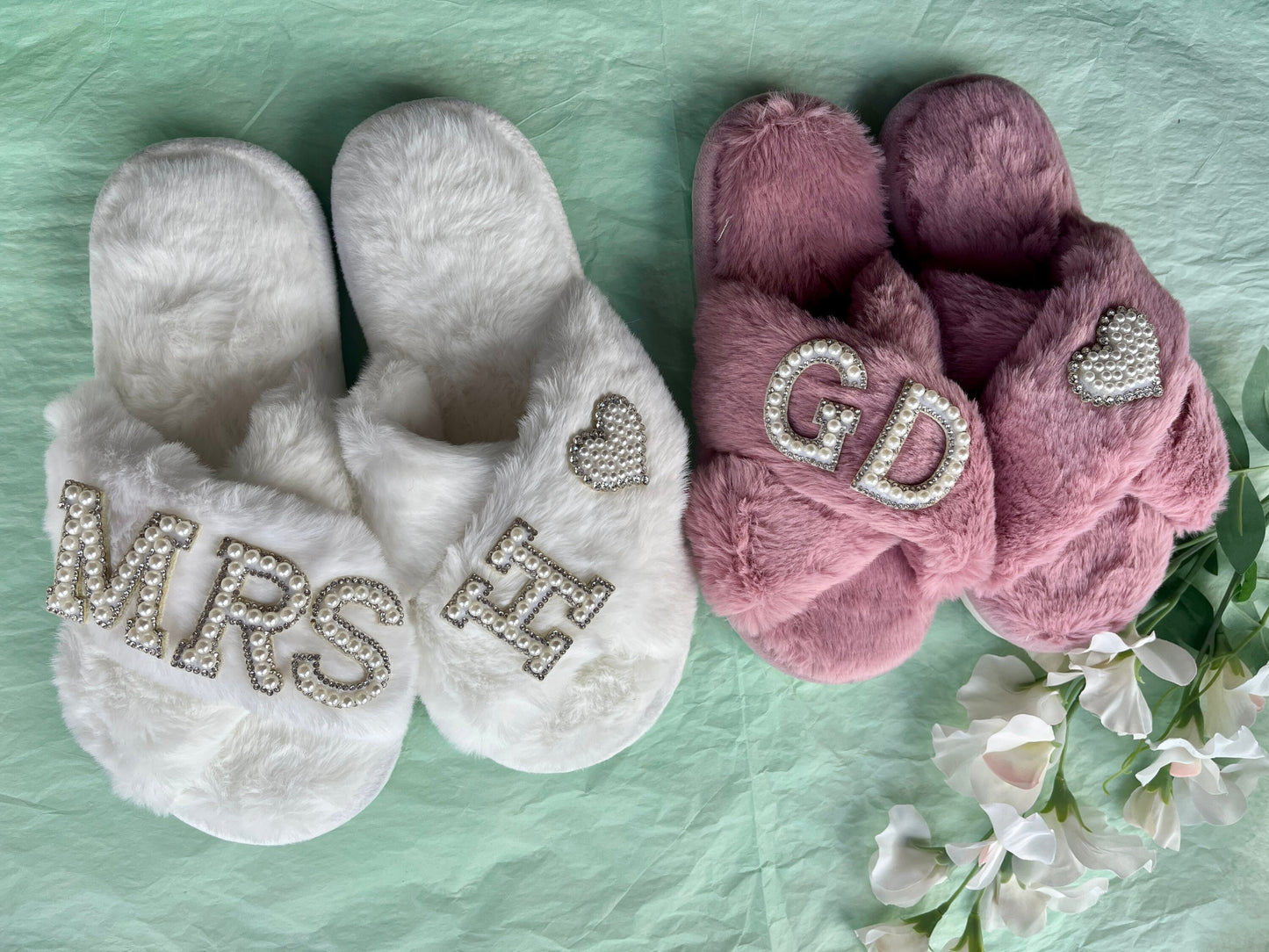Personalised Wedding Party Slippers | personalised bride slippers custom bridesmaid slippers bridesmaid gift mrs slippers