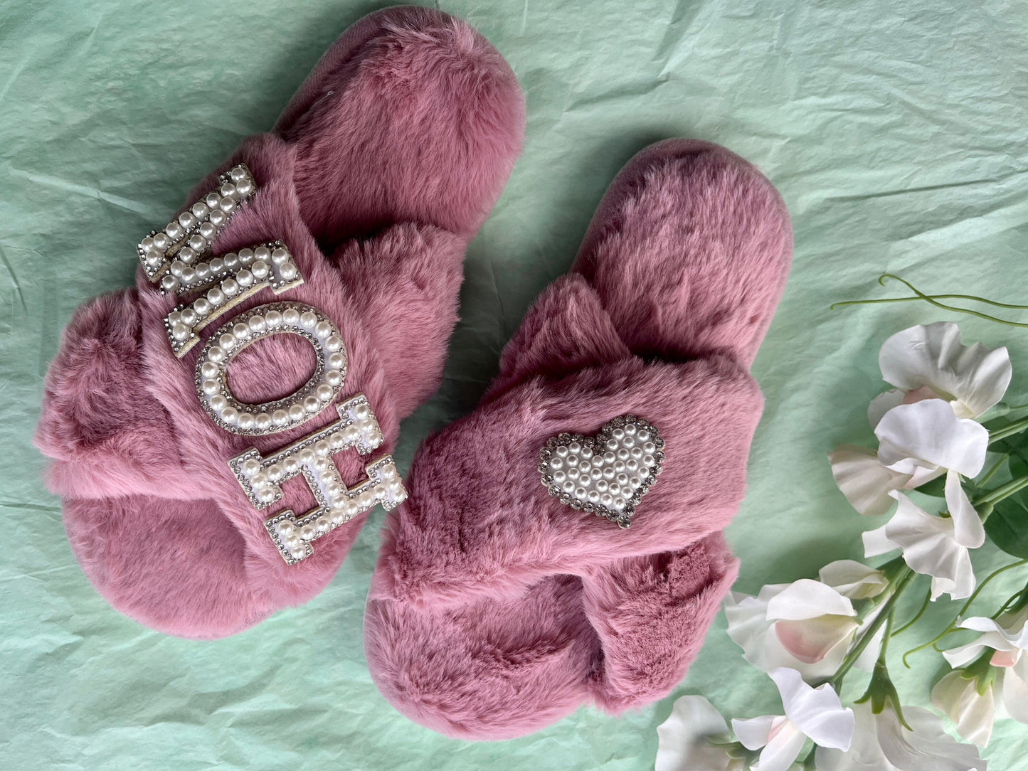 Personalised Wedding Party Slippers | personalised bride slippers custom bridesmaid slippers bridesmaid gift mrs slippers