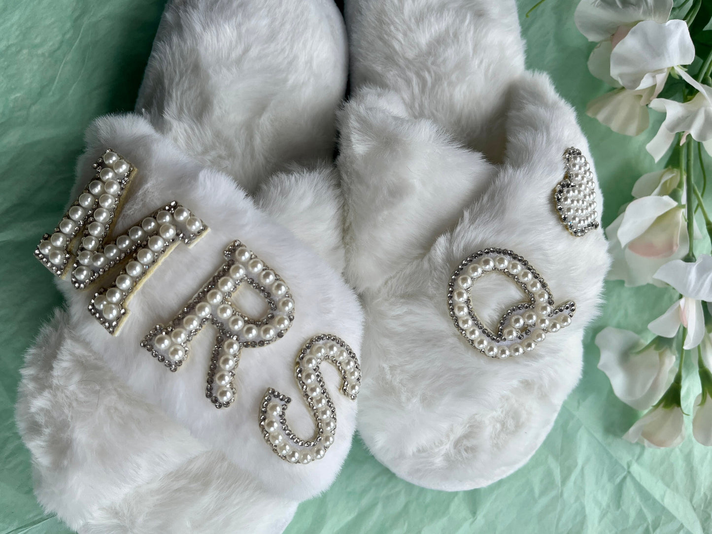 Personalised Wedding Party Slippers | personalised bride slippers custom bridesmaid slippers bridesmaid gift mrs slippers